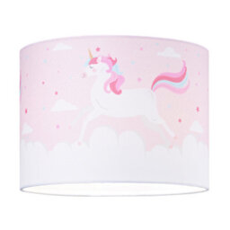 Happy Homewares Beautiful Soft Pink Cotton Lampshade With Dancing Unicorns And Clouds Decoration - thumbnail 2