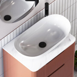 Royal Bathrooms Avenza 600mm Terracotta Clay Floor Standing Countertop Bathroom Vanity Unit 3 Drawer With Cesar Basin - thumbnail 7