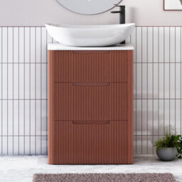Royal Bathrooms Avenza 600mm Terracotta Clay Floor Standing Countertop Bathroom Vanity Unit 3 Drawer With Cesar Basin - thumbnail 1