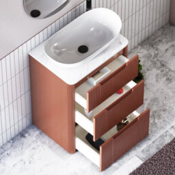 Royal Bathrooms Avenza 600mm Terracotta Clay Floor Standing Countertop Bathroom Vanity Unit 3 Drawer With Cesar Basin - thumbnail 5