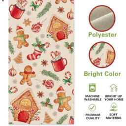 Christmas Gingerbread Table Runner Xmas Winter Party Decoration Gingerbread House Christmas Decorations, Holiday Season Decor - thumbnail 2