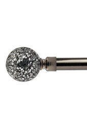 Unknown 16-19mm Mirrored Extendable Eyelet Metal Curtain Pole Set Black Silk 120-210Cm - thumbnail 1