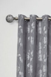 Unknown 16-19mm Mirrored Extendable Eyelet Metal Curtain Pole Set Black Silk 120-210Cm - thumbnail 2