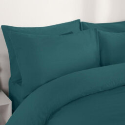 Ohs Plain Duvet Cover Pillowcase Bedding Set, Teal - King - thumbnail 4