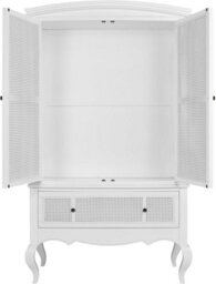 Statement Furniture Louis Large French Combi Wardrobe With Rattan Cane Doors And Drawer - White - thumbnail 5