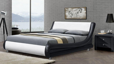Comfy Living 5Ft Mallorca Faux Leather Bed Frame In Black And White