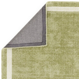 Green Plain Handmade Bordered 7mm Pile Stain-Resistant Rug For Bedroom, & Dining Room, Plain Wool Rug-200Cm X 290Cm - thumbnail 5