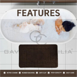 Gc Gaveno Cavailia Grecian Grace 2 Piece Non Slip Bath Mat Set Choco Quick Dry Water Absortbent Bathroom Shower Mat & Pedestal Set - thumbnail 3