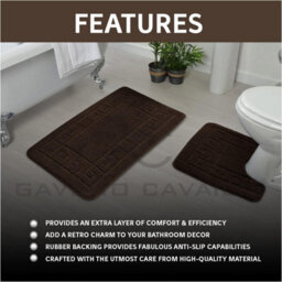 Gc Gaveno Cavailia Grecian Grace 2 Piece Non Slip Bath Mat Set Choco Quick Dry Water Absortbent Bathroom Shower Mat & Pedestal Set - thumbnail 4