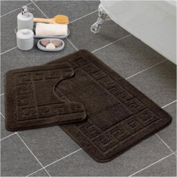 Gc Gaveno Cavailia Grecian Grace 2 Piece Non Slip Bath Mat Set Choco Quick Dry Water Absortbent Bathroom Shower Mat & Pedestal Set - thumbnail 1