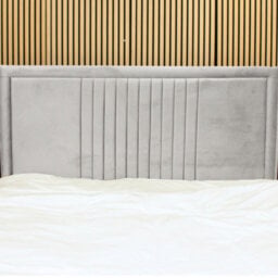 "Urban Textures - Veneto Luxury 20"" High Plush Velvet Fabric Upholstered Line Headboard - Silver" - thumbnail 1