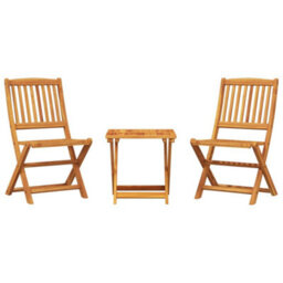 Walplus 3 Piece Folding Garden Outdoor Dining Set Suitable For Backyard, Patio Solid Wood Acacia - Cushion Not Included - thumbnail 2