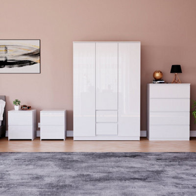Lassic Vida Designs Glinton 4 Piece White Fsc Bedroom Set - (4 Drawer Chest, 3 Door Wardrobe, 2 Drawer Bedside Chest X2) - image 1