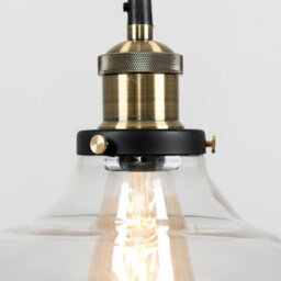 Valuelights Wallace Black & Gold Ceiling Pendant Light Fitting With Glass Shade And Led Filament Bulb Warm White - thumbnail 6