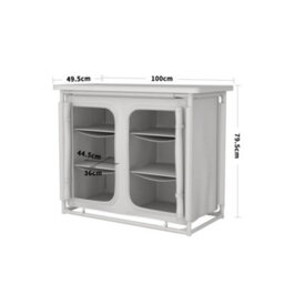 Living And Home Dark Gray Folding Portable Outdoor Camping Kitchen Table Cabinet Storage Bbq Cook Station 100Cm W - thumbnail 6