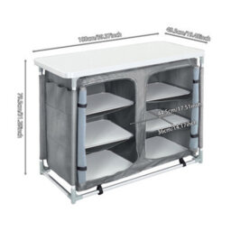 Living And Home Dark Gray Folding Portable Outdoor Camping Kitchen Table Cabinet Storage Bbq Cook Station 100Cm W - thumbnail 8