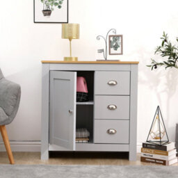 Name Furniturehmd Storage Sideboard Cupboard Buffet Table With 1 Door 3 Drawers Grey And Oak - thumbnail 3
