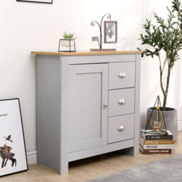 Name Furniturehmd Storage Sideboard Cupboard Buffet Table With 1 Door 3 Drawers Grey And Oak - thumbnail 2