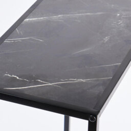 Ohs Marble Effect End Table Living Room Modern Console Bedroom Side Nightstand Metal Frame - thumbnail 6