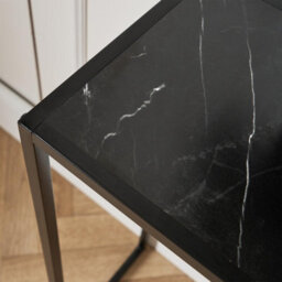 Ohs Marble Effect End Table Living Room Modern Console Bedroom Side Nightstand Metal Frame - thumbnail 3