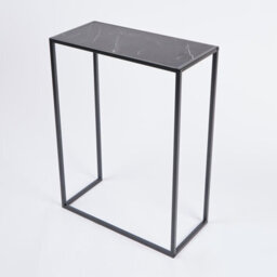 Ohs Marble Effect End Table Living Room Modern Console Bedroom Side Nightstand Metal Frame - thumbnail 5