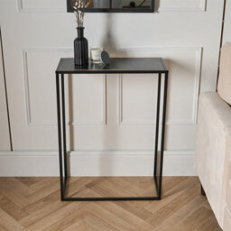 Ohs Marble Effect End Table Living Room Modern Console Bedroom Side Nightstand Metal Frame - thumbnail 2
