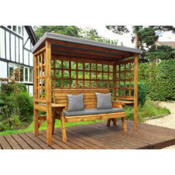 Marlborough Traditional Zubond Three Seater Abour With 1 X Winchester Cushion Grey & 2 X Scatter Cushion Grey - thumbnail 1