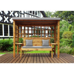 Marlborough Traditional Zubond Three Seater Abour With 1 X Winchester Cushion Grey & 2 X Scatter Cushion Grey - thumbnail 2