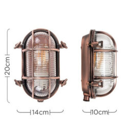 Valuelights Bow Copper Nautical Oval Bulkhead Ip64 Warm Led Outdoor Wall Light - thumbnail 8