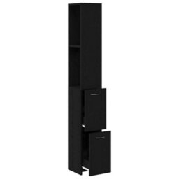 Berkfield Black Oak Bathroom Cabinet 25X25X170 Cm Made Of Engineered Wood - thumbnail 5