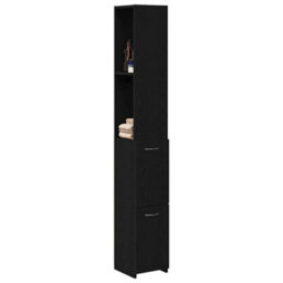 Berkfield Black Oak Bathroom Cabinet 25X25X170 Cm Made Of Engineered Wood - thumbnail 3