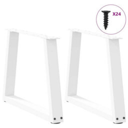 Berkfield Coffee Table Legs V-Shape 2 Pcs White 60X(42-43.3) Cm Steel - thumbnail 3
