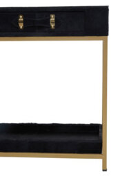 Orsina Hair On Hide Console Table, Black Modern Console Table With 2 Drawer Storage, Luxe Design With Gold Frame - thumbnail 6