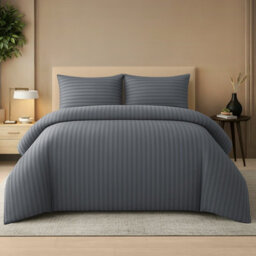 Pamposh Satin Stripe Single Duvet Cover Set Premium Microfibre Hotel Quality Quilt Cover Bedding Sets Hypoallergenic Ultrasoft Bed