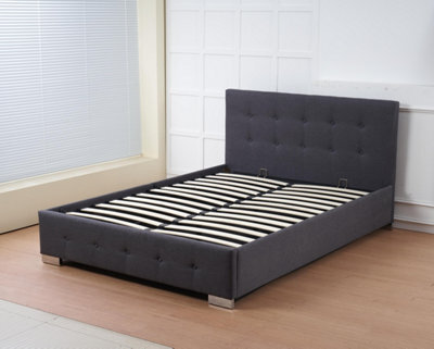Outdoor Living (NW) Ltd The Oslo Charcoal Linen Tufted Ottoman Bed Frame - Double - image 1