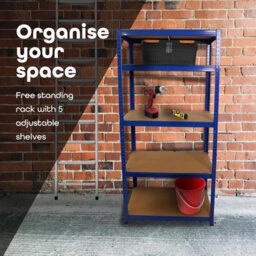 Divchi Garage Shelving Unit 5-Tier Storage Shelves Free Standing Boltless Rack For Home  Office Blue - thumbnail 4