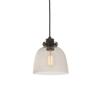 Luminosa Lighting Luminosa Alessandria Pendant Ceiling Light Smokey Grey Tinted Glass & Black Chrome Plate - image 1