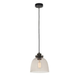 Luminosa Lighting Luminosa Alessandria Pendant Ceiling Light Smokey Grey Tinted Glass & Black Chrome Plate - thumbnail 5