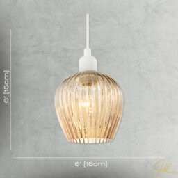 Happy Homewares Modern Gold Easy Fit Pendant Lighting Shade With Ridged Fluted Lines - thumbnail 7