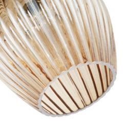 Happy Homewares Modern Gold Easy Fit Pendant Lighting Shade With Ridged Fluted Lines - thumbnail 5