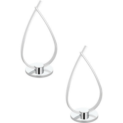 Set Of 2 Modern Led Table Lamps With Chrome Finish And White Shade - image 1