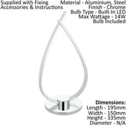 Set Of 2 Modern Led Table Lamps With Chrome Finish And White Shade - thumbnail 2