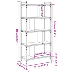 Berkfield Industrial Bookcase 5-Tier Smoked Oak 76X32X158 Cm Engineered Wood - thumbnail 9