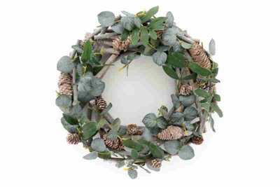 Annibells Rustic Alpine Willow & Pinecone Christmas Wreath 40Cm (5268)