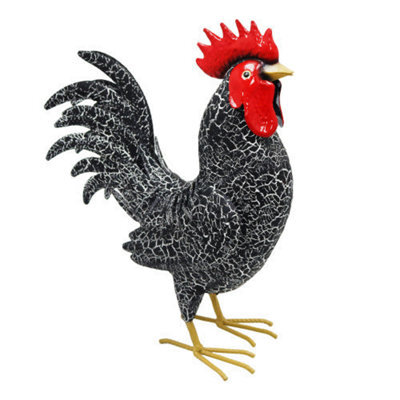 Betley Butterfly Metal Cockerel Hen Garden Sculpture Rustic Farmyard Chicken Garden Statue - 44Cm X 16Cm X 36Cm - Black - image 1