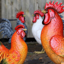 Betley Butterfly Metal Cockerel Hen Garden Sculpture Rustic Farmyard Chicken Garden Statue - 44Cm X 16Cm X 36Cm - Black - thumbnail 2