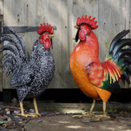 Betley Butterfly Metal Cockerel Hen Garden Sculpture Rustic Farmyard Chicken Garden Statue - 44Cm X 16Cm X 36Cm - Black - thumbnail 5