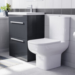 Nes Home 600mm Dark Grey Drawers Basin Vanity Unit Square Close Coupled Toilet - thumbnail 2