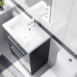 Nes Home 600mm Dark Grey Drawers Basin Vanity Unit Square Close Coupled Toilet - thumbnail 5