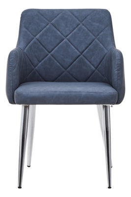 Orsina Dark Grey And Chrome Dining Chair, Armchair For Hallway, Decent Decorative Chair, Mid-Century Lounge Chair - image 1